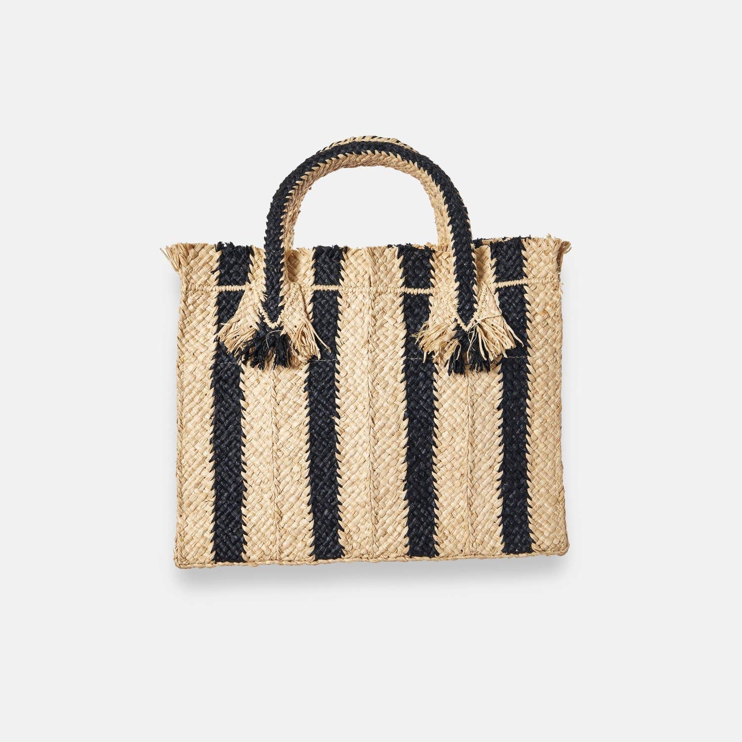 GEORGES STRIPED SS24 - Sac fourre-tout carré en raphia - Sans-Arcidet
