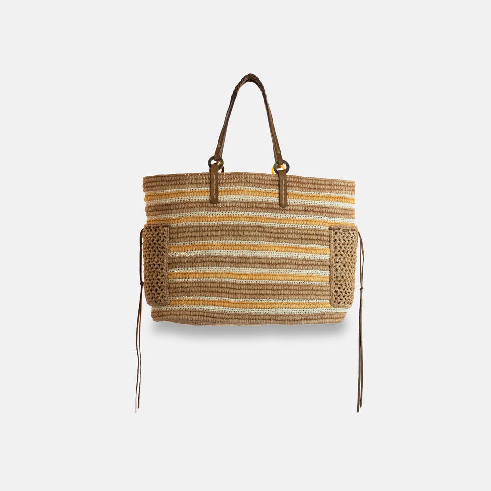 Boris SS22 - Sac en raphia à poignée tressée - Sans-Arcidet