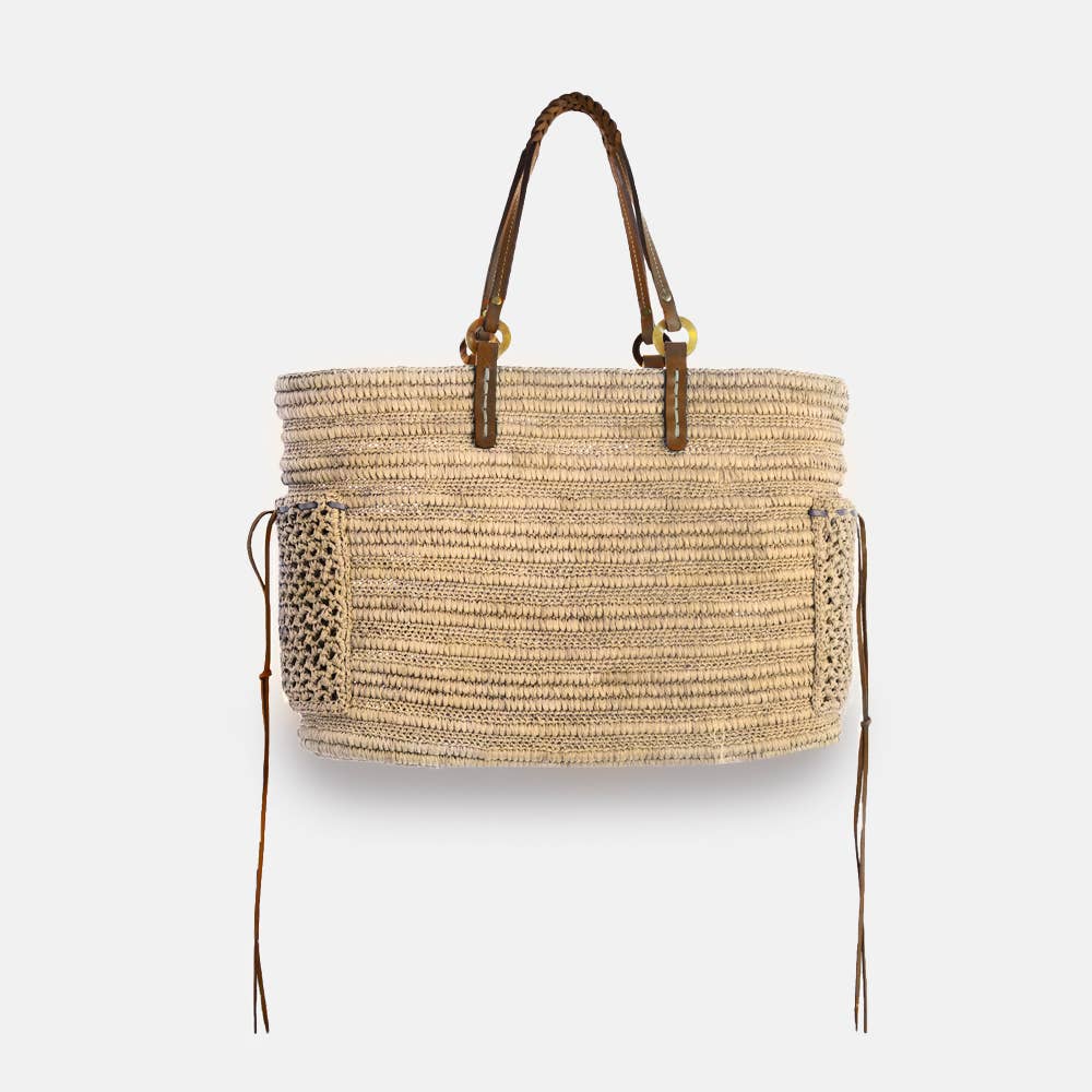 Boris SS23- Sac en raphia à poignée tressée - Sans-Arcidet