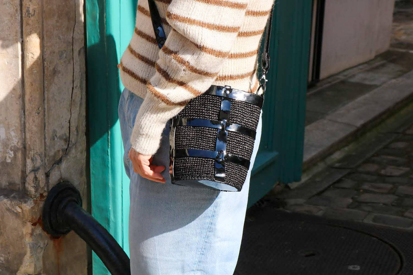 Rosebud bag- Sac à bandoulière en raphia - Sans-Arcidet