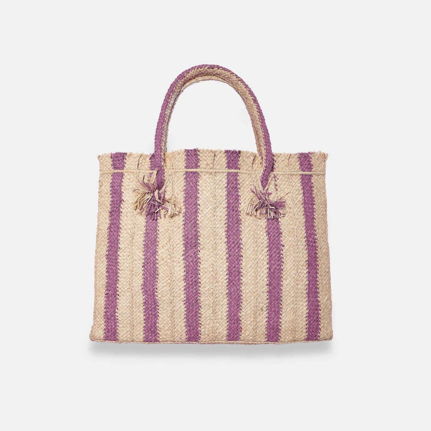 GEORGES STRIPED SS24 - Sac fourre-tout carré en raphia - Sans-Arcidet