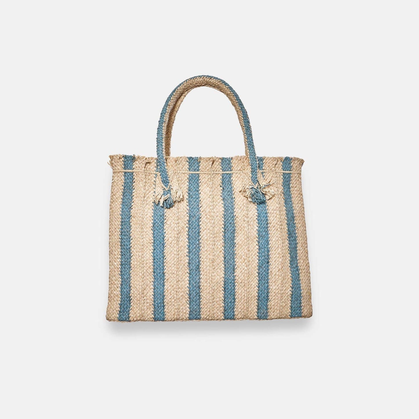 GEORGES STRIPED SS24 - Sac fourre-tout carré en raphia - Sans-Arcidet