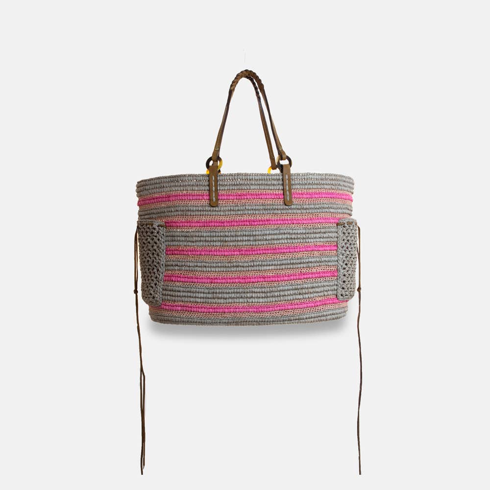 Boris SS22 - Sac en raphia à poignée tressée - Sans-Arcidet