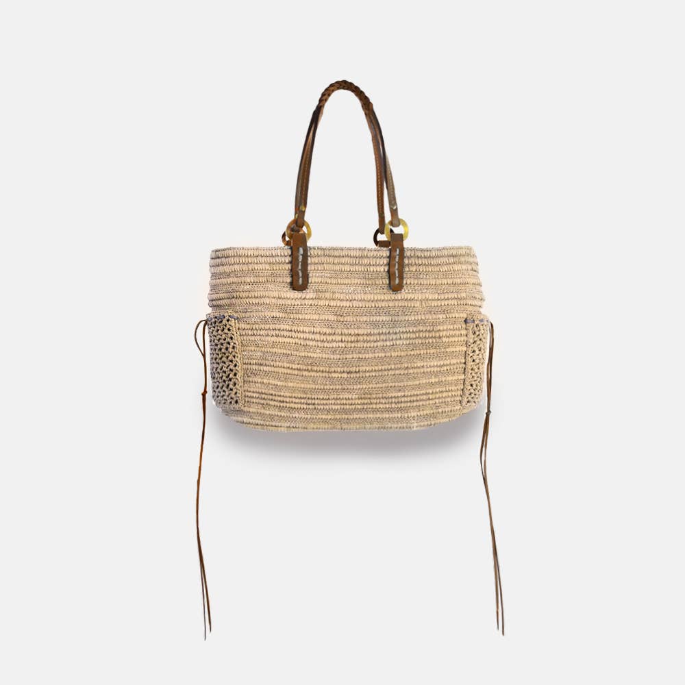 Boris SS23- Sac en raphia à poignée tressée - Sans-Arcidet