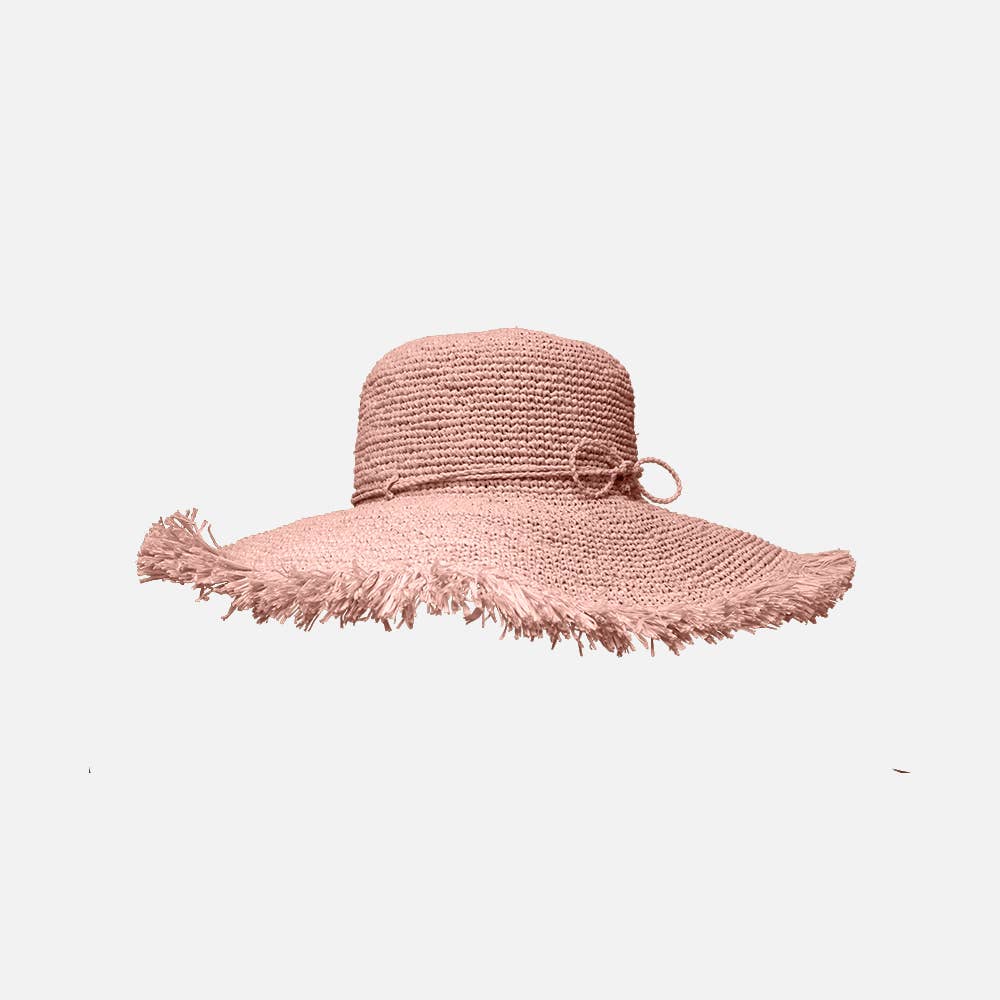 Coconut SS22 - Chapeau en raphia à large bord avec frange - Sans-Arcidet