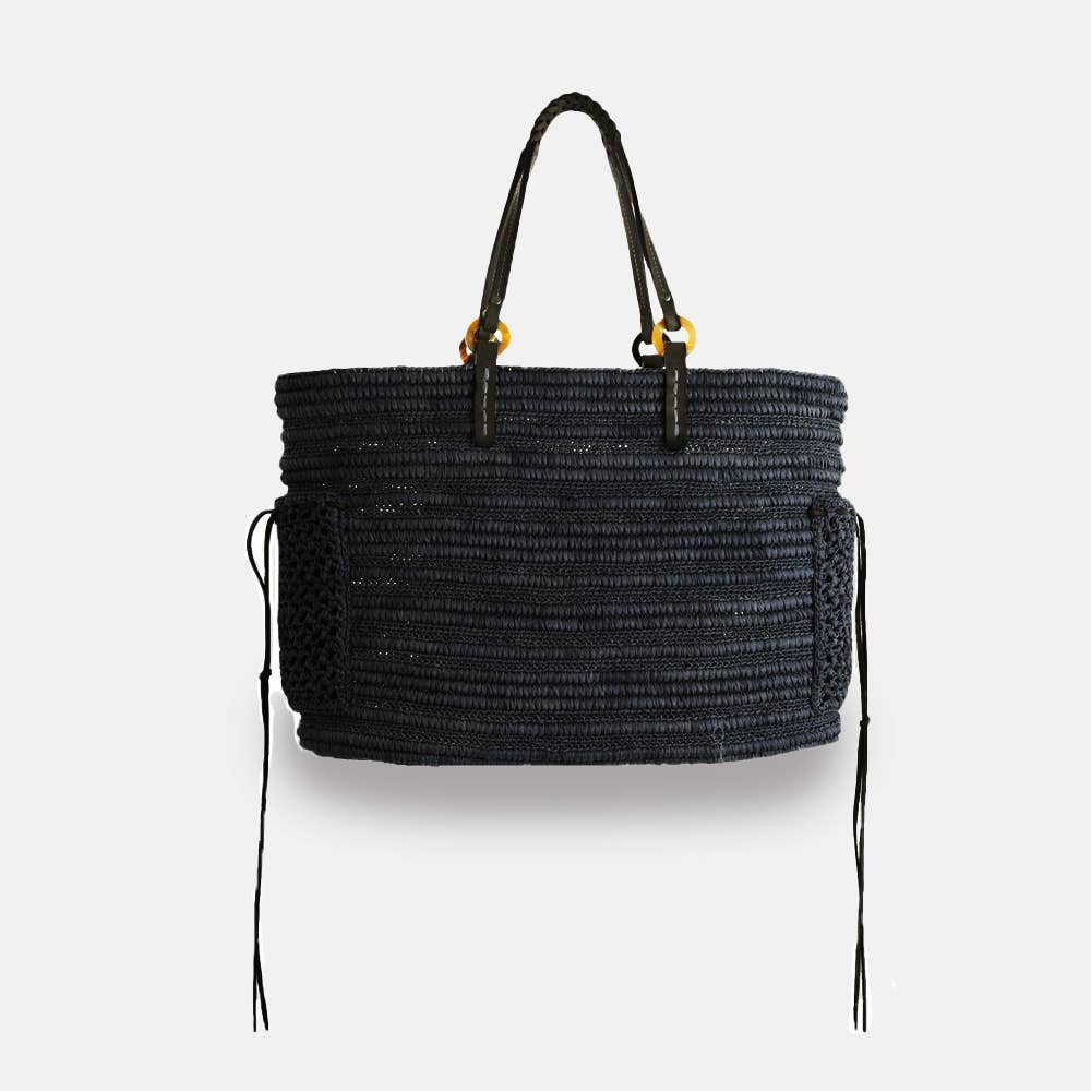 Boris SS23- Sac en raphia à poignée tressée - Sans-Arcidet