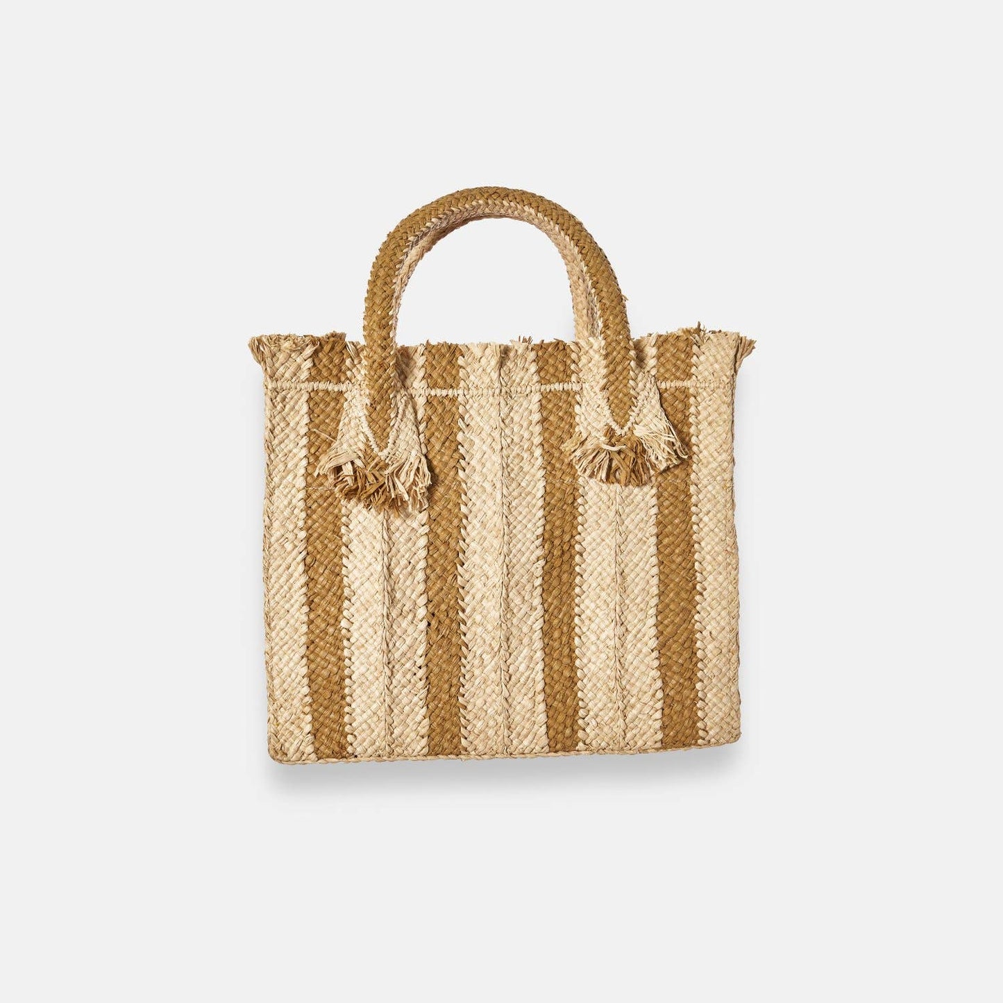 GEORGES STRIPED SS24 - Sac fourre-tout carré en raphia - Sans-Arcidet