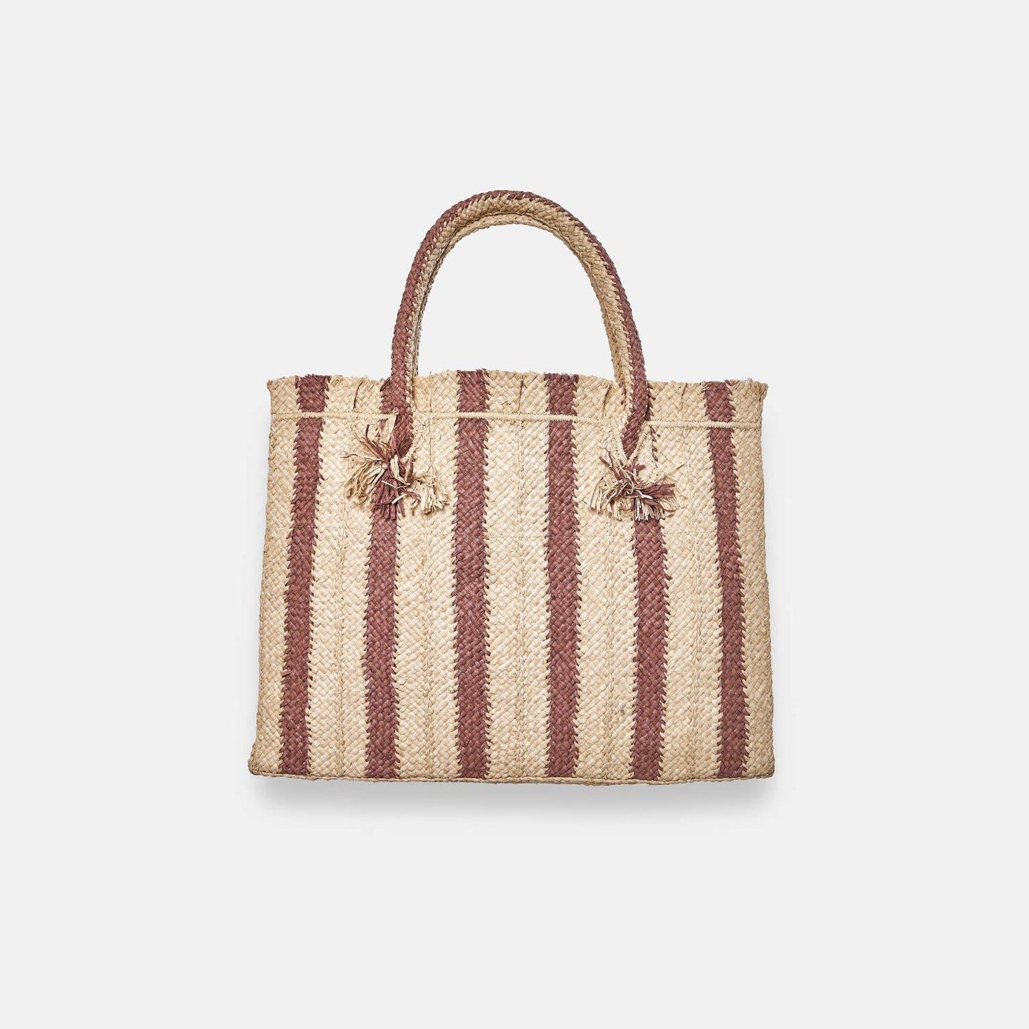 GEORGES STRIPED SS24 - Sac fourre-tout carré en raphia - Sans-Arcidet