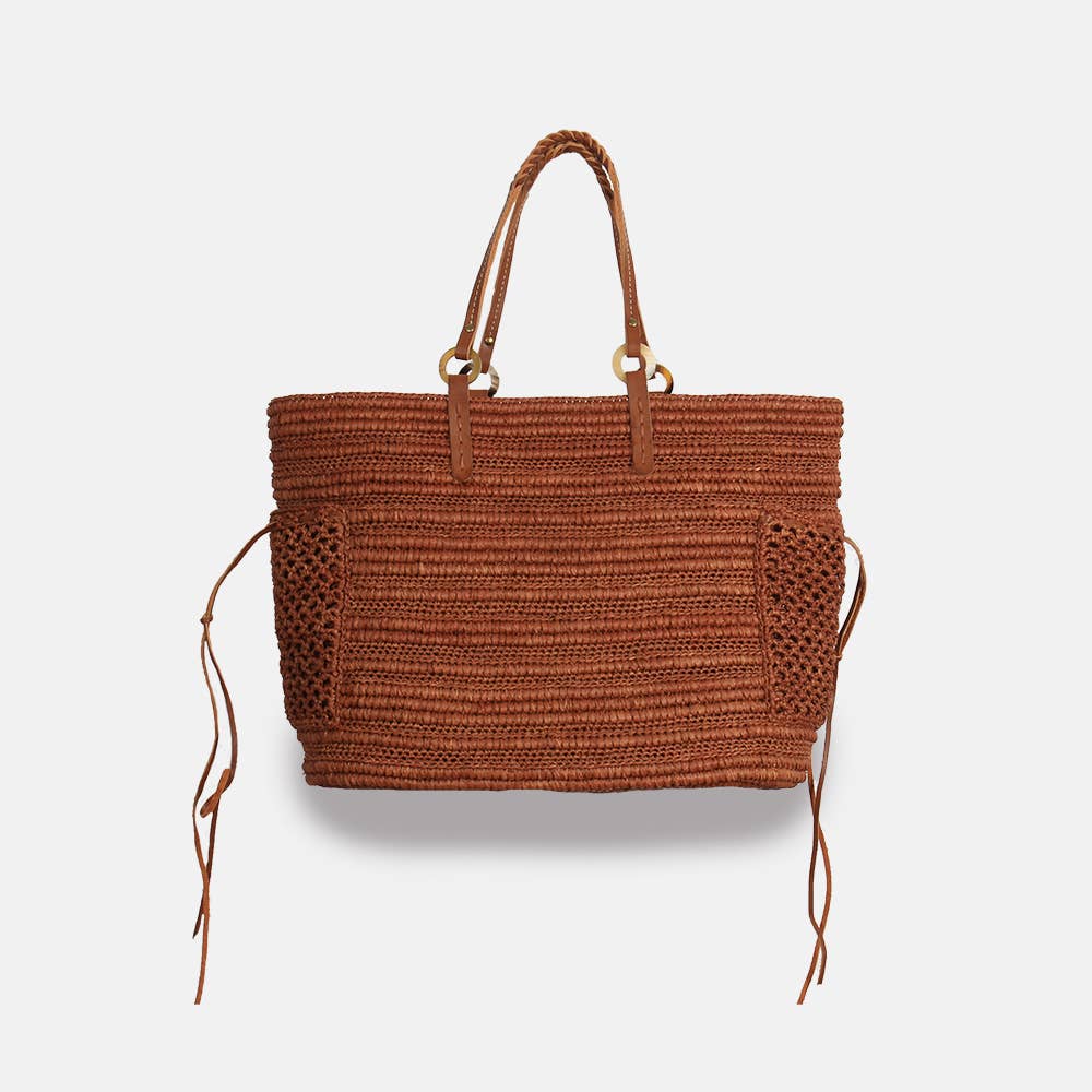 Boris SS23- Sac en raphia à poignée tressée - Sans-Arcidet