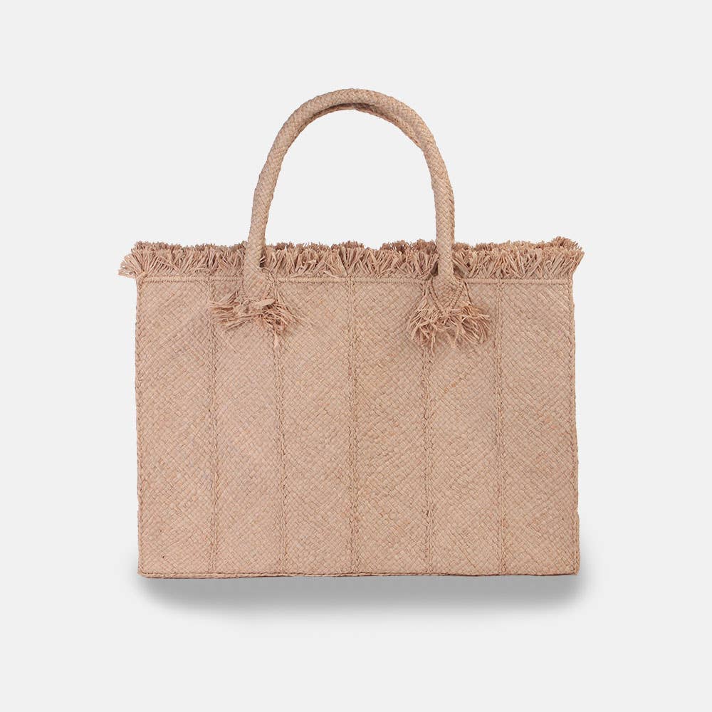 Georges SS22 - Sac rectangulaire uni en raphia - Sans-Arcidet