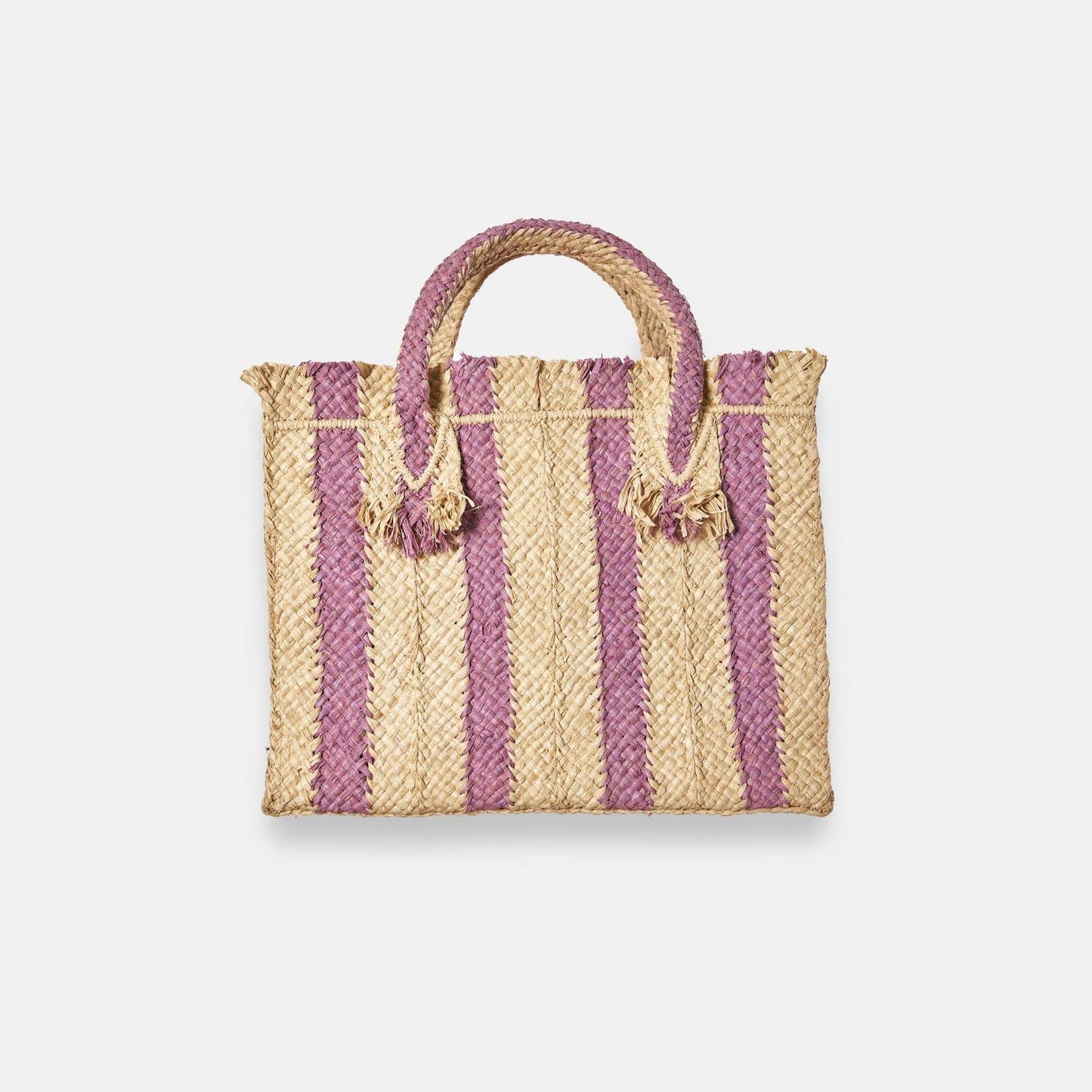 GEORGES STRIPED SS24 - Sac fourre-tout carré en raphia - Sans-Arcidet