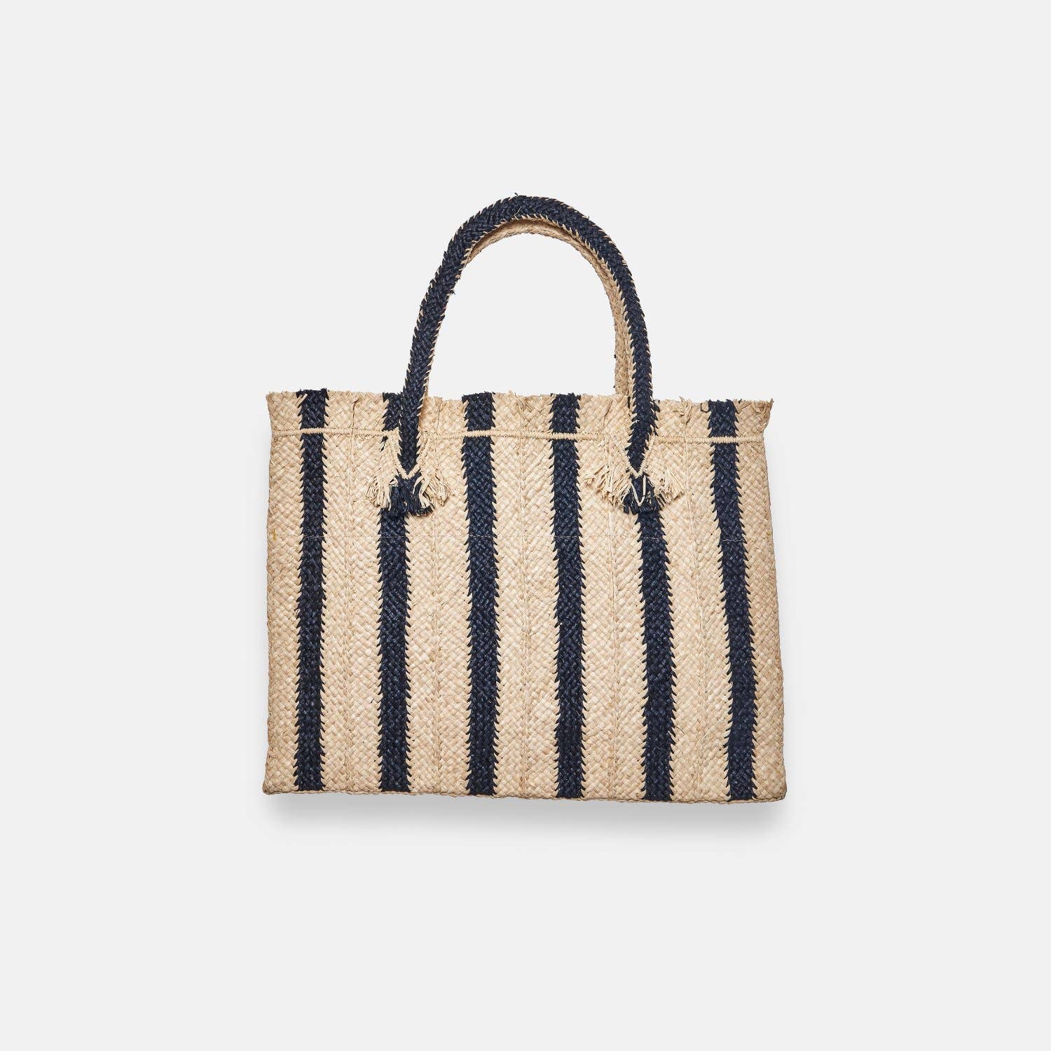 GEORGES STRIPED SS24 - Sac fourre-tout carré en raphia - Sans-Arcidet