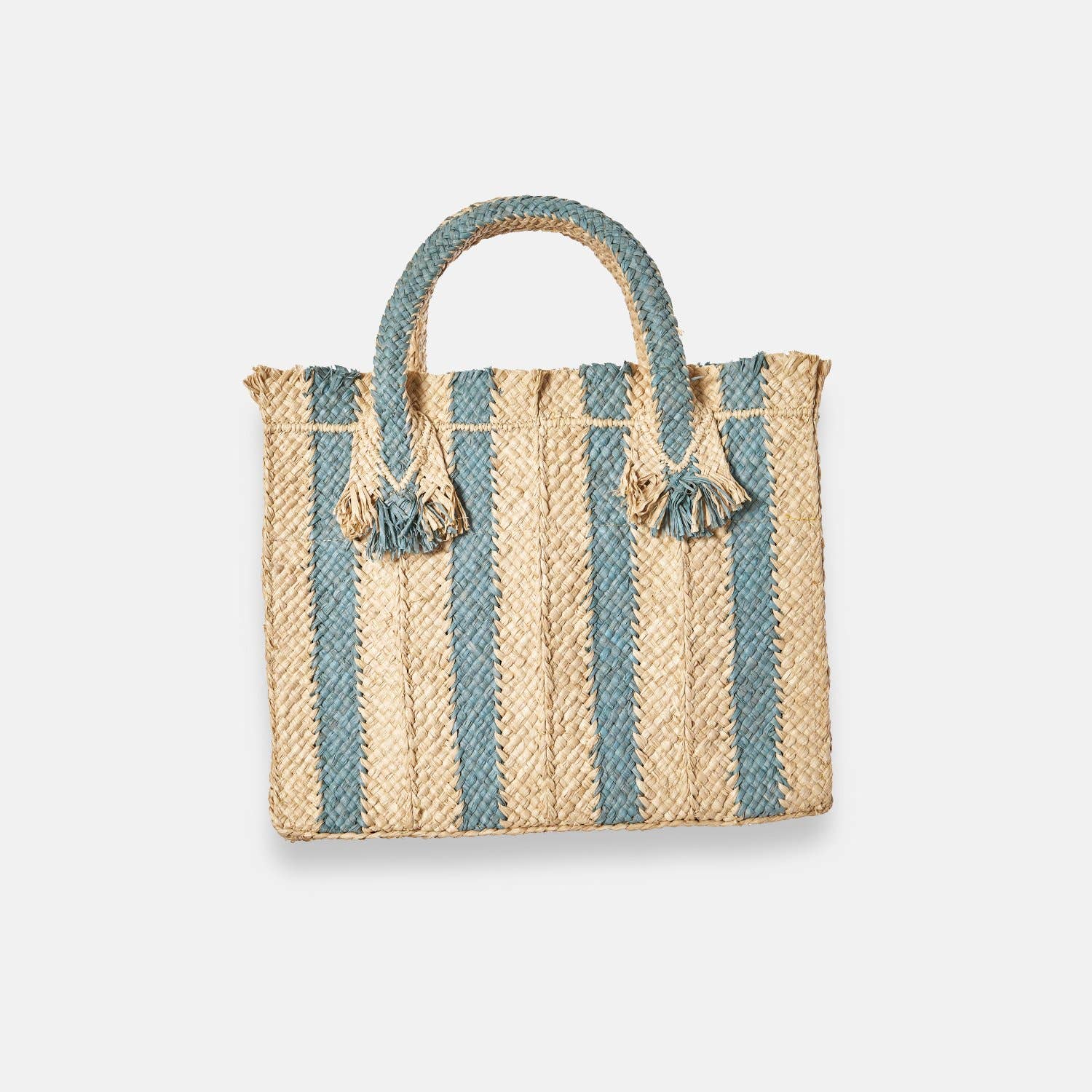 GEORGES STRIPED SS24 - Sac fourre-tout carré en raphia - Sans-Arcidet
