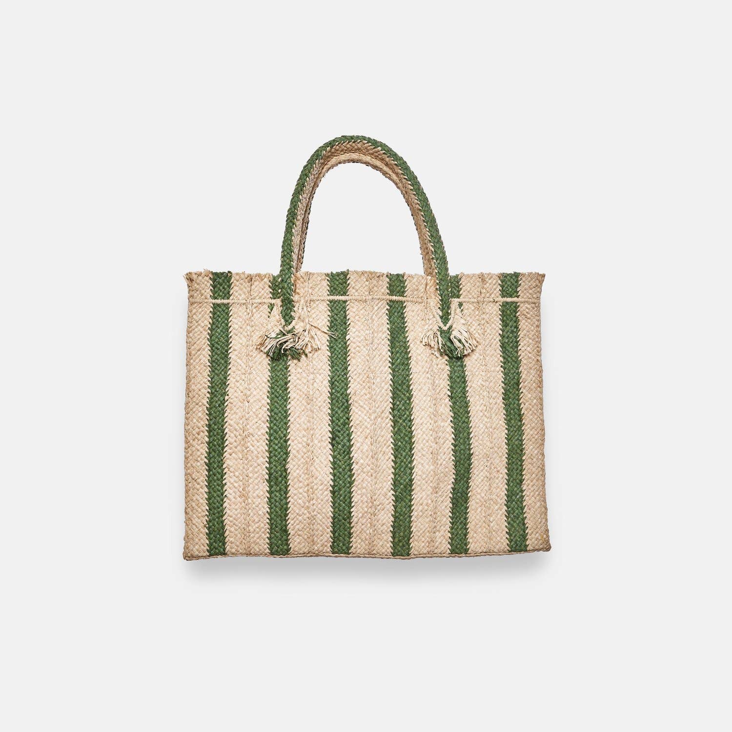 GEORGES STRIPED SS24 - Sac fourre-tout carré en raphia - Sans-Arcidet