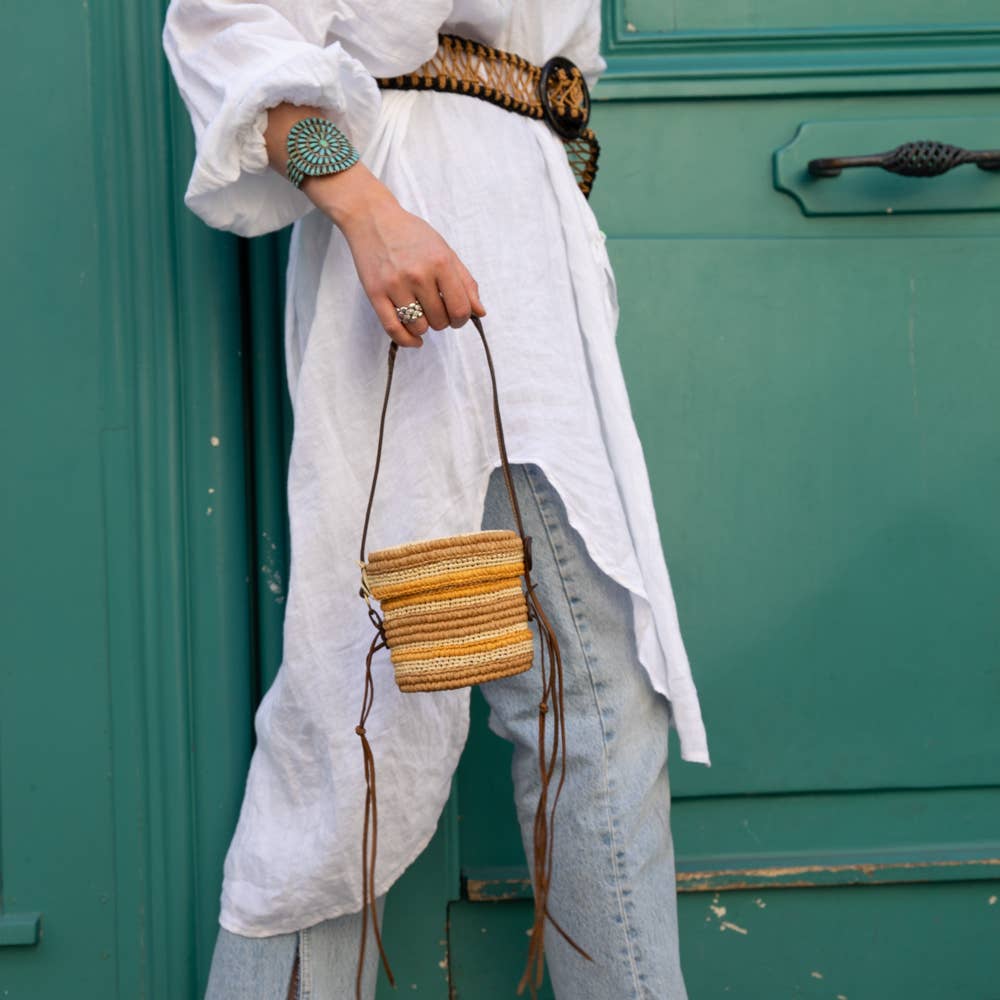 Boris SS22 - Sac en raphia à poignée tressée - Sans-Arcidet