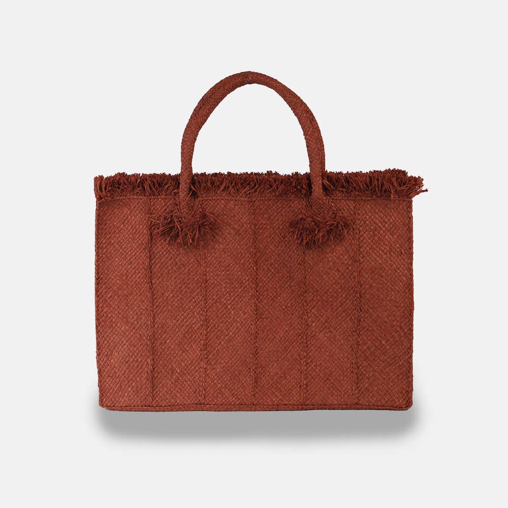 Georges SS22 - Sac rectangulaire uni en raphia - Sans-Arcidet