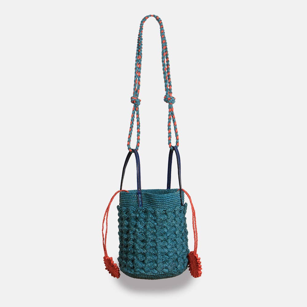 Boby - Sac seau en raphia à bretelles tressées - Sans-Arcidet