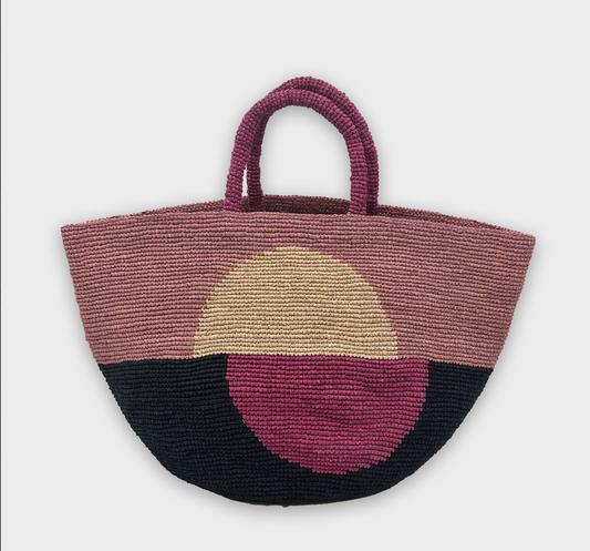 Kapity Bloc SS23 - Sac à bandoulière en raphia illustré - Sans-Arcidet